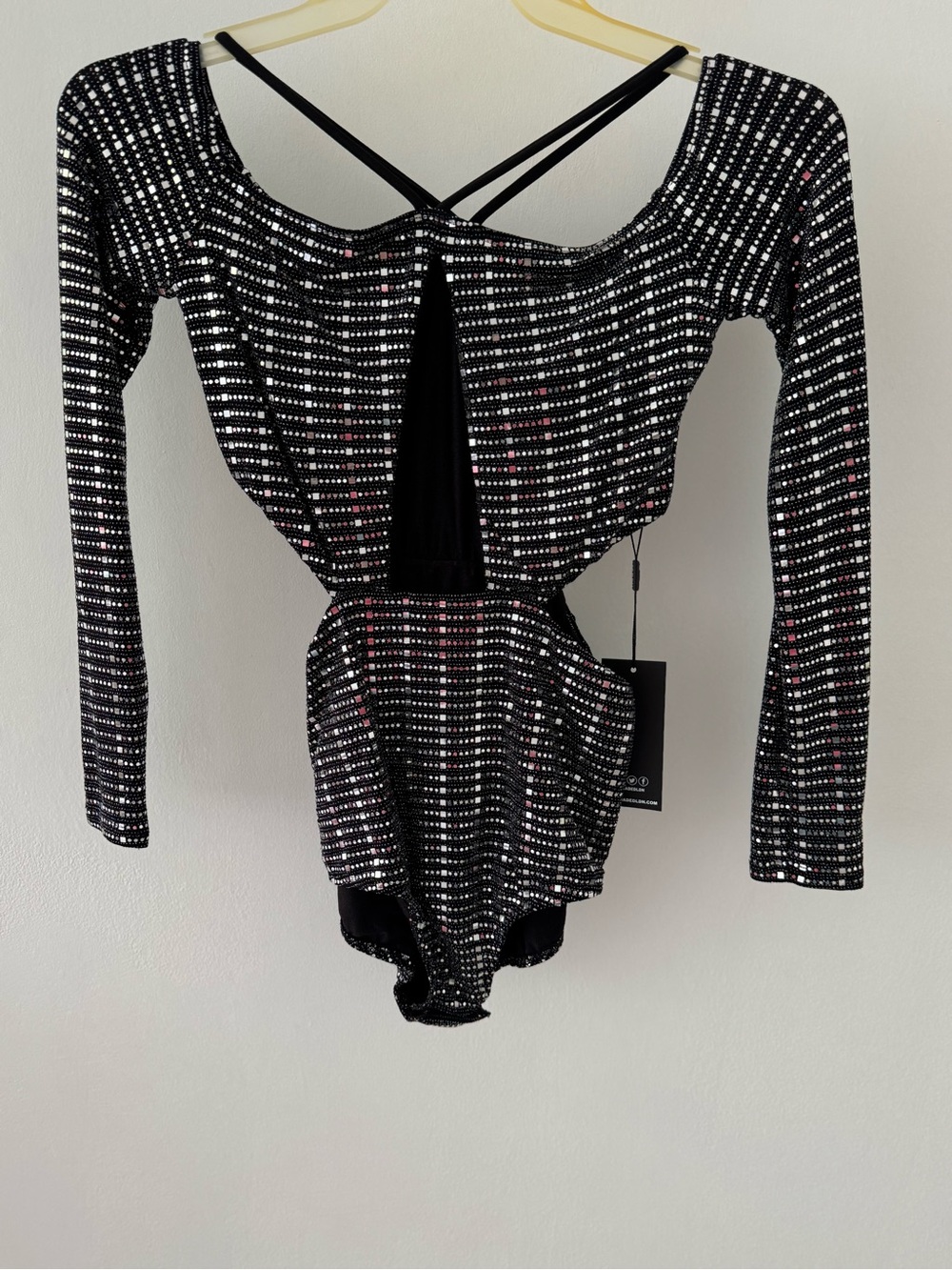 Jaded London Black Rhinestone Long Sleeve Bodysuit